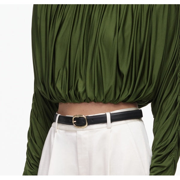 Olive jersey Gathered Top
