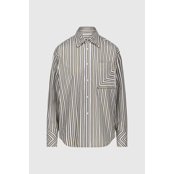 Pocket Detail Shirt Marsh Green/White