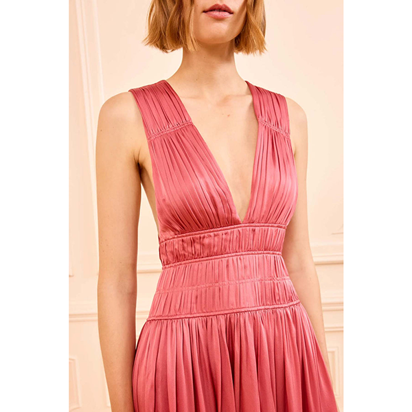 Tasneem Deep V-neck Gown Coral