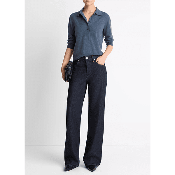 Cashmere Silk Polo Sweater Azura