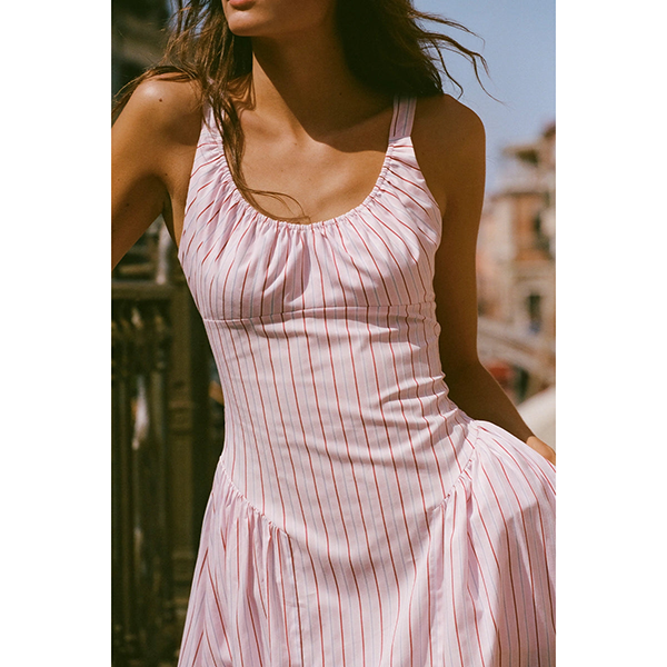Marcella Midi Dress Fiori Stripe Palazzo