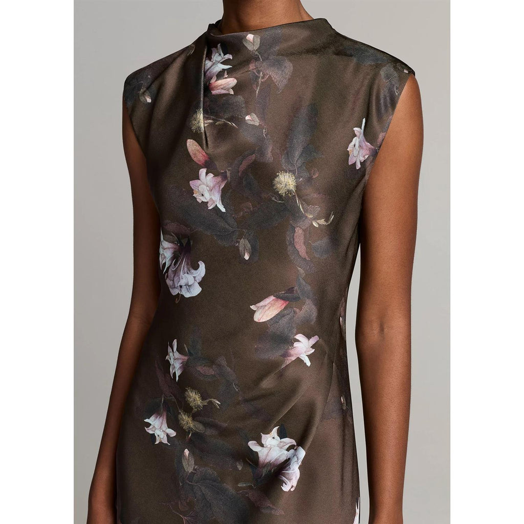 Lily Vine Draped Funnel Nk Dress Cypress Lily