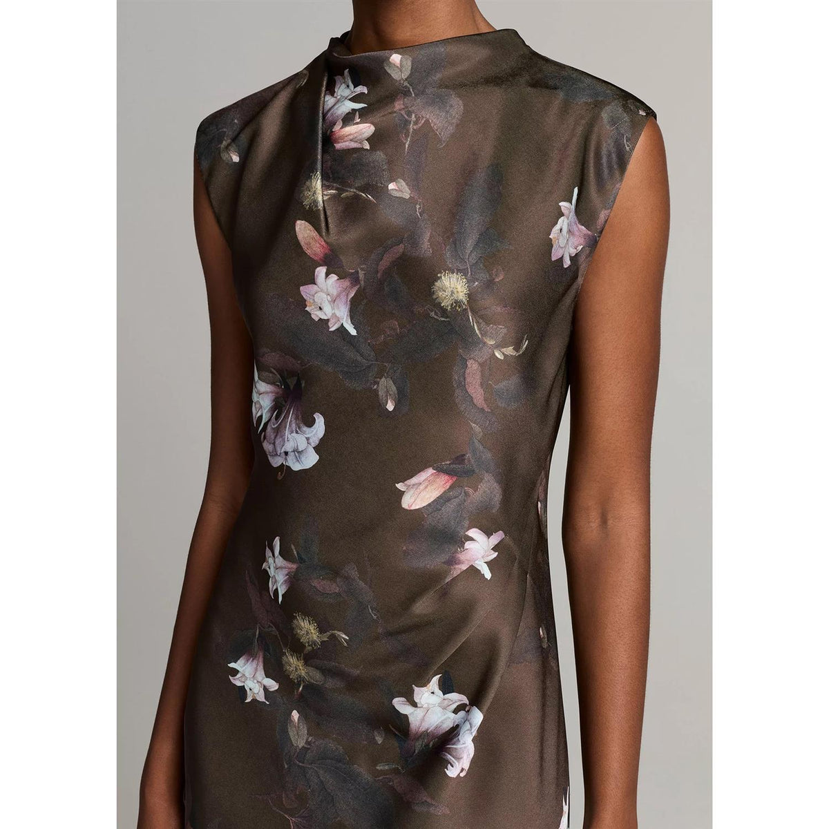 Lily Vine Draped Funnel Nk Dress Cypress Lily