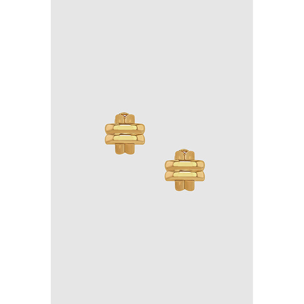 Double Cross Earrings Gold