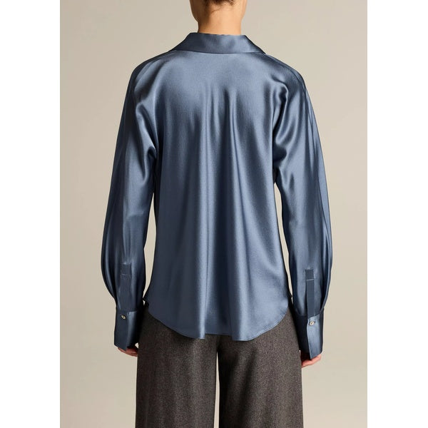 Bias L/S Blouse Blue Slate
