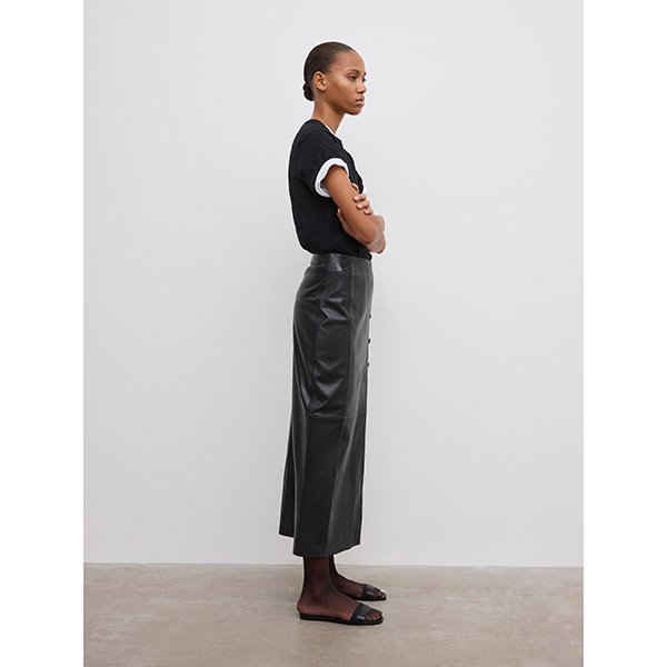 Leather Wrap Skirt Black