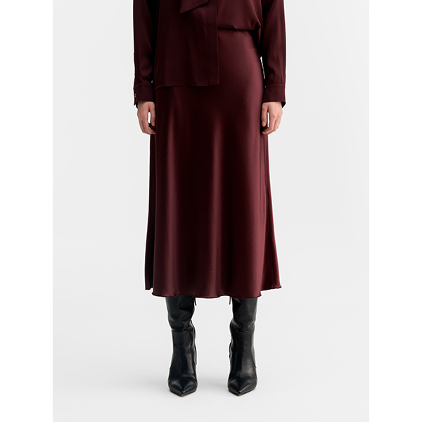 Hana Satin Skirt Burgundy