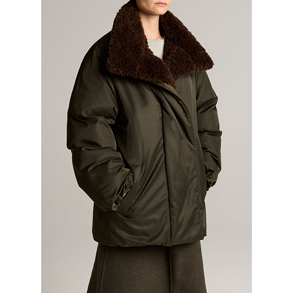 Fur Lined Puffer Dark Moss