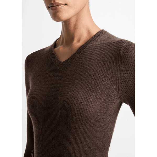High V-neck Sweater Bark