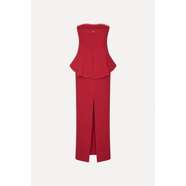 Long Flower Strapless Dress Scooter Red