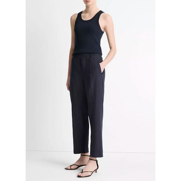 Grace Linen Mid Rise Tapered Pull On Pant Coastal