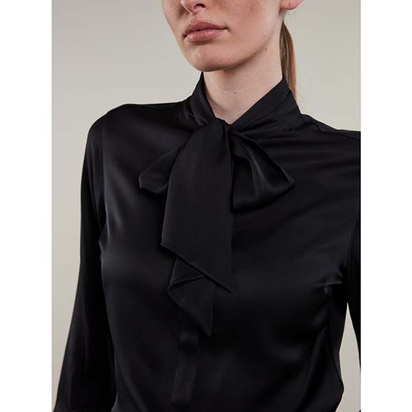 Selma Bowtie Blouse Black