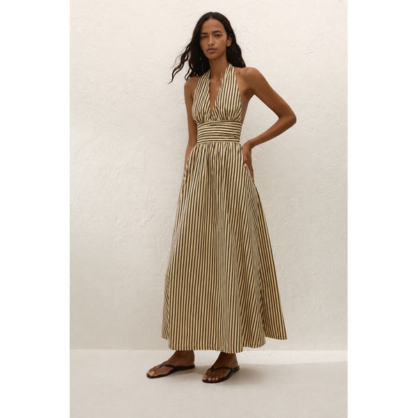 Lido Maxi Dress Carmen Stripe Sand Cedar