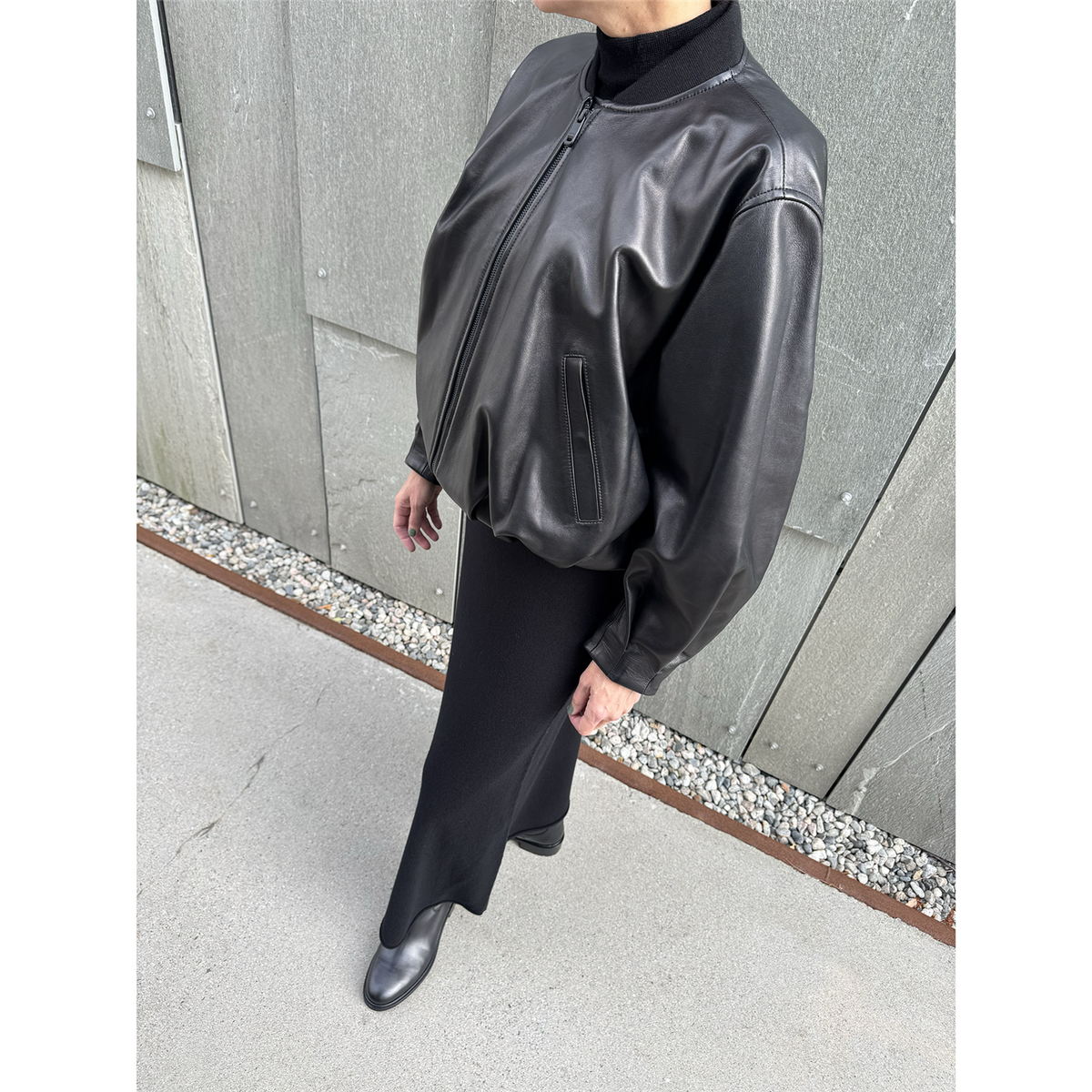 Leather Blouson Black