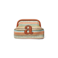 Raffia Clutch Stripe Coral Combo