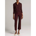 Niki Mid Rise Pintuck Crop Flare Pant Cherrywood