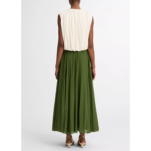 Crinkled Maxi Skirt Herb