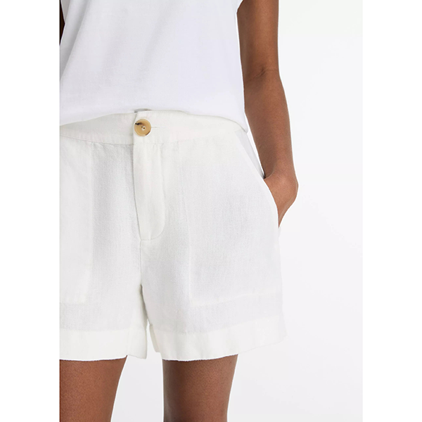 Mid Rise Hemp Short Off White