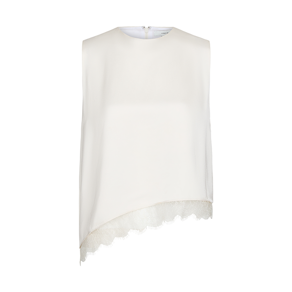 Asymmetric Hem Shell Lace Creme