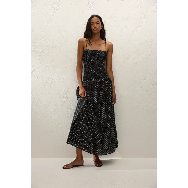 Mira Maxi Dress Lola Polka Dot Black Off White