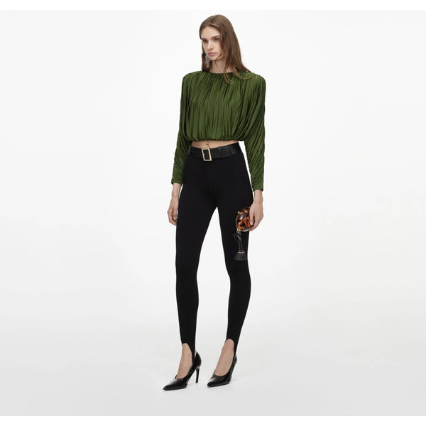 Olive jersey Gathered Top