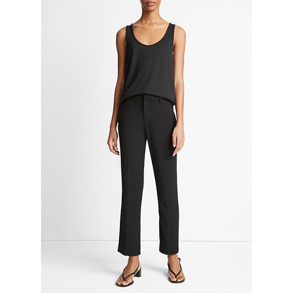 Crepe Tailored Straight Leg Pant Black