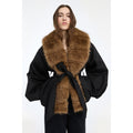 Faux Fur Collar Jacket Black