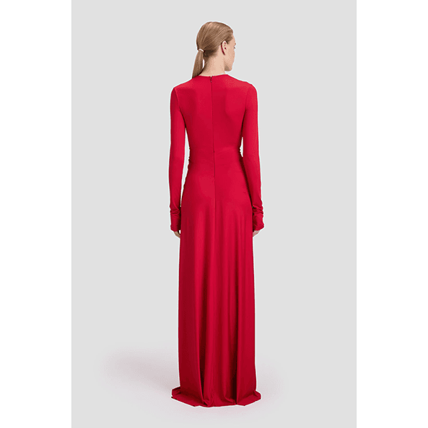 Long Sleeve Deep V-neck Gown Rose