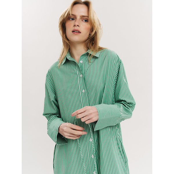Sally Midi Dress Vineyard Green Stripe