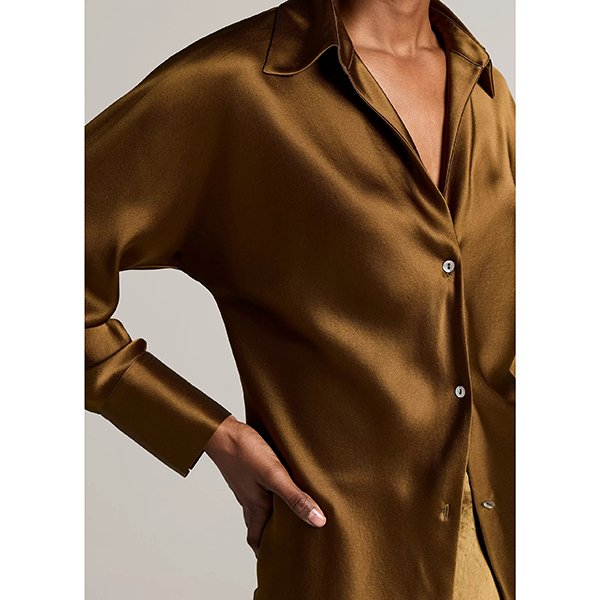Bias L/S Blouse Moss Ochre