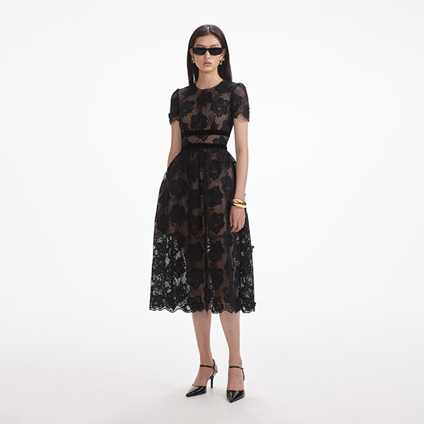 Self portrait black lace dress hot sale
