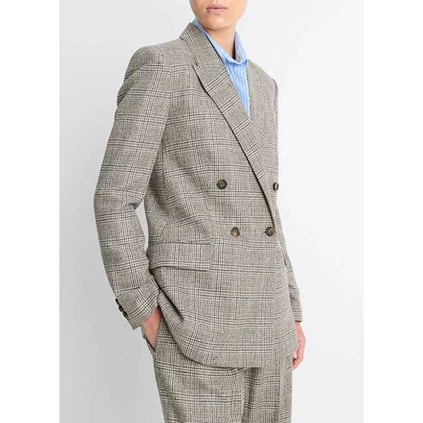 Vince Plaid Double Breasted Blazer Heritage Grey OXHOLM Oxholm