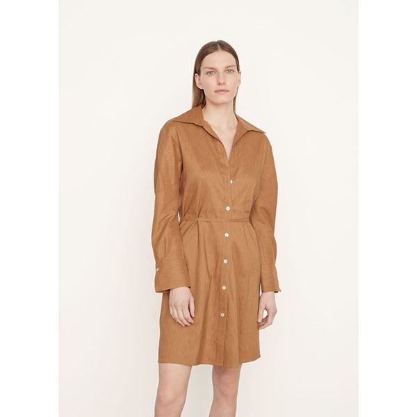 Vince Tie Back Shirt Dress Tobacco | OXHOLM Oxholm